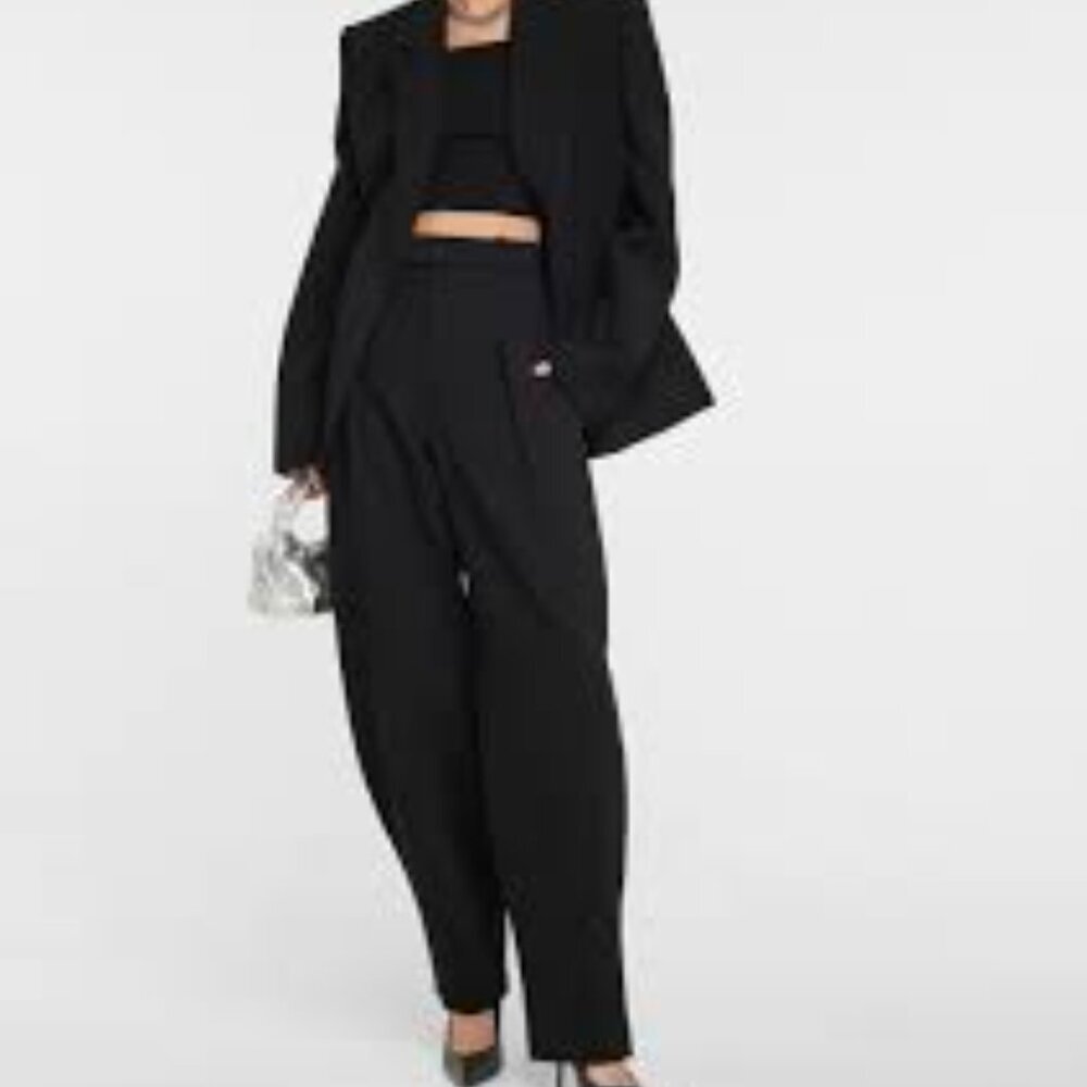 ✅ WARDROBE.NYC x Hailey Bieber HB wide-leg wool pants BLACK SIZE SMALL